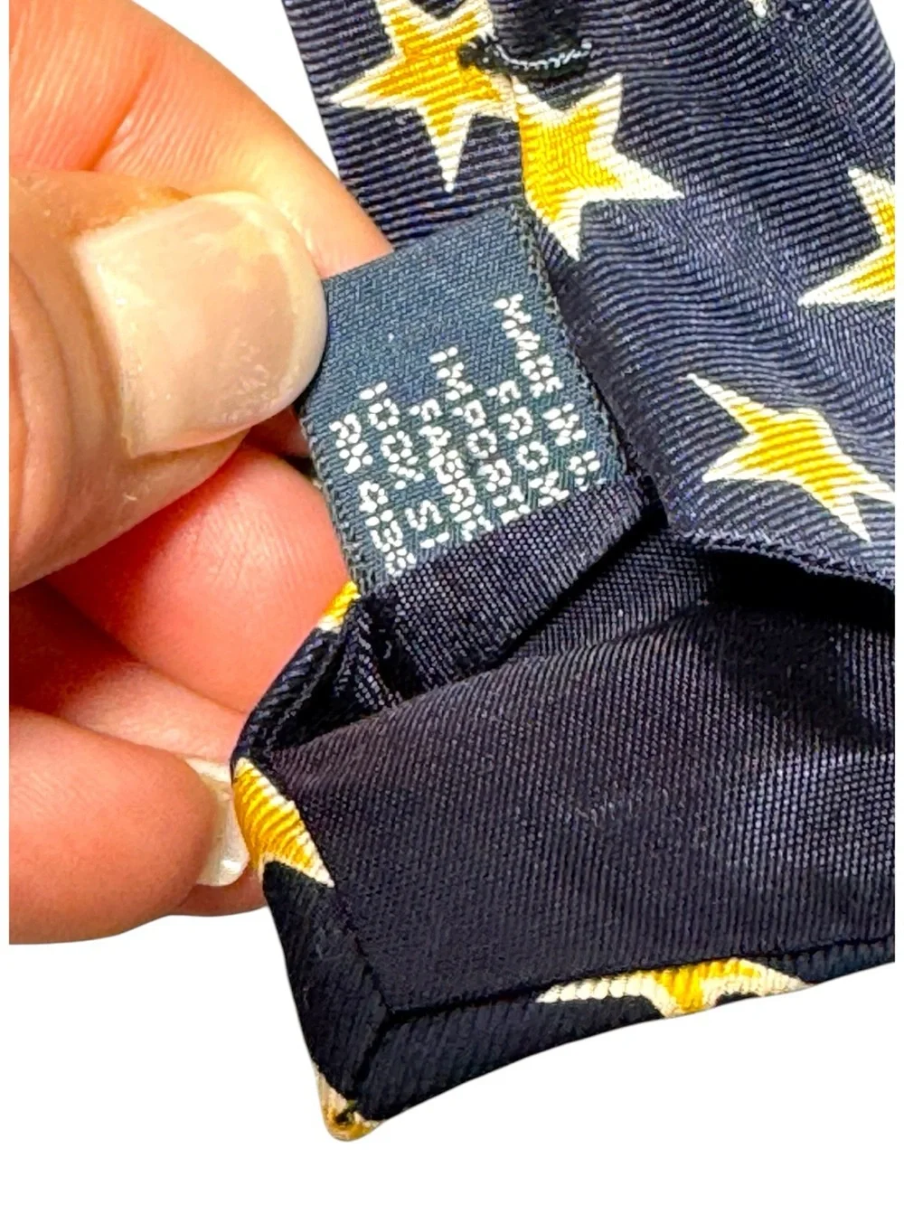 Polo by Ralph Lauren Navy Tie with Yellow Star Motif